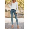 imageATHMILE Long Sleeve T Shirts for Women Lace V Neck Casual Cute Tops Loose Fit Fall Winter Basic ClothingWhite