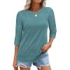 imageATHMILE Womens 34 Sleeve TShirts Summer Tops Fall Fashion Blouses Beach Vacation Clothes Spring Tunic 2025 TrendyBlue Green