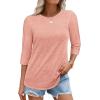 imageATHMILE Womens 34 Sleeve TShirts Summer Tops Fall Fashion Blouses Beach Vacation Clothes Spring Tunic 2025 TrendyCoral