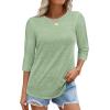 imageATHMILE Womens 34 Sleeve TShirts Summer Tops Fall Fashion Blouses Beach Vacation Clothes Spring Tunic 2025 TrendyGrey Green