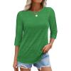 imageATHMILE Womens 34 Sleeve TShirts Summer Tops Fall Fashion Blouses Beach Vacation Clothes Spring Tunic 2025 TrendyLucky Green