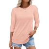 imageATHMILE Womens 34 Sleeve TShirts Summer Tops Fall Fashion Blouses Beach Vacation Clothes Spring Tunic 2025 TrendyPink