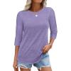imageATHMILE Womens 34 Sleeve TShirts Summer Tops Fall Fashion Blouses Beach Vacation Clothes Spring Tunic 2025 TrendyPurple