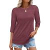 imageATHMILE Womens 34 Sleeve TShirts Summer Tops Fall Fashion Blouses Beach Vacation Clothes Spring Tunic 2025 TrendyWine Red