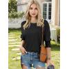 imageATHMILE Womens Blouses 34 Length Sleeve Womens Tops Batwing Sleeve Shirts for Women Trendy Dressy Casual Business Tees 2025Black