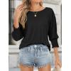 imageATHMILE Womens Blouses 34 Length Sleeve Womens Tops Batwing Sleeve Shirts for Women Trendy Dressy Casual Business Tees 2025Black