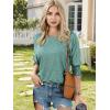 imageATHMILE Womens Blouses 34 Length Sleeve Womens Tops Batwing Sleeve Shirts for Women Trendy Dressy Casual Business Tees 2025Blue Green