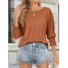 imageATHMILE Womens Blouses 34 Length Sleeve Womens Tops Batwing Sleeve Shirts for Women Trendy Dressy Casual Business Tees 2025Coffee