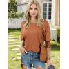 imageATHMILE Womens Blouses 34 Length Sleeve Womens Tops Batwing Sleeve Shirts for Women Trendy Dressy Casual Business Tees 2025Coffee