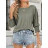 imageATHMILE Womens Blouses 34 Length Sleeve Womens Tops Batwing Sleeve Shirts for Women Trendy Dressy Casual Business Tees 2025Grey