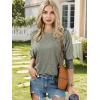 imageATHMILE Womens Blouses 34 Length Sleeve Womens Tops Batwing Sleeve Shirts for Women Trendy Dressy Casual Business Tees 2025Grey