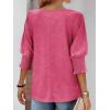imageATHMILE Womens Blouses 34 Length Sleeve Womens Tops Batwing Sleeve Shirts for Women Trendy Dressy Casual Business Tees 2025Rosered