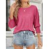 imageATHMILE Womens Blouses 34 Length Sleeve Womens Tops Batwing Sleeve Shirts for Women Trendy Dressy Casual Business Tees 2025Rosered