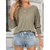 imageATHMILE Womens Blouses 34 Length Sleeve Womens Tops Batwing Sleeve Shirts for Women Trendy Dressy Casual Business Tees 2025Simplytaupe