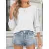 imageATHMILE Womens Blouses 34 Length Sleeve Womens Tops Batwing Sleeve Shirts for Women Trendy Dressy Casual Business Tees 2025White