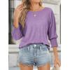 imageATHMILE Womens Blouses 34 Length Sleeve Womens Tops Batwing Sleeve Shirts for Women Trendy Dressy Casual Business Tees 2025Wisteria