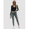 imageATHMILE Womens Fall Deep V Neck Long Sleeve Shirts Modal Slim Fit Basic Tee Tops 2025Ablack