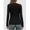 imageATHMILE Womens Fall Deep V Neck Long Sleeve Shirts Modal Slim Fit Basic Tee Tops 2025Ablack