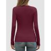 imageATHMILE Womens Fall Deep V Neck Long Sleeve Shirts Modal Slim Fit Basic Tee Tops 2025Aburgundy