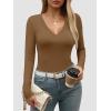 imageATHMILE Womens Fall Deep V Neck Long Sleeve Shirts Modal Slim Fit Basic Tee Tops 2025Acoffee