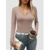 imageATHMILE Womens Fall Deep V Neck Long Sleeve Shirts Modal Slim Fit Basic Tee Tops 2025Alatte