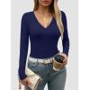 imageATHMILE Womens Fall Deep V Neck Long Sleeve Shirts Modal Slim Fit Basic Tee Tops 2025Anavy