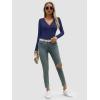 imageATHMILE Womens Fall Deep V Neck Long Sleeve Shirts Modal Slim Fit Basic Tee Tops 2025Anavy