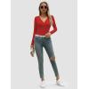 imageATHMILE Womens Fall Deep V Neck Long Sleeve Shirts Modal Slim Fit Basic Tee Tops 2025Ared