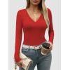 imageATHMILE Womens Fall Deep V Neck Long Sleeve Shirts Modal Slim Fit Basic Tee Tops 2025Ared