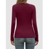 imageATHMILE Womens Fall Deep V Neck Long Sleeve Shirts Modal Slim Fit Basic Tee Tops 2025Bburgundy