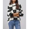 imageATHMILE Womens Fall Fashion Mock Neck Sweater Long Sleeve Plaid Ribbed Knit Loose Pullover Tops Trendy Office OutfitsBlackplaid