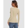 imageATHMILE Womens Long Sleeve Crewneck Ribbed Tops Fitted Stretch Casual Basic T Shirts 2025Abeige