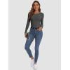 imageATHMILE Womens Long Sleeve Crewneck Ribbed Tops Fitted Stretch Casual Basic T Shirts 2025Acharcoal Grey