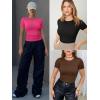 imageATHMILE Womens Long Sleeve Crewneck Ribbed Tops Fitted Stretch Casual Basic T Shirts 2025Bred