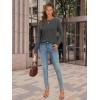 imageATHMILE Womens Long Sleeve Shirts Pleated Crew Neck Casual Fall Fashion Tops Loose Fit Lightweight Girls Outfits ClothesBlack Grey