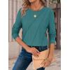 imageATHMILE Womens Long Sleeve Shirts Pleated Crew Neck Casual Fall Fashion Tops Loose Fit Lightweight Girls Outfits ClothesBlue Green