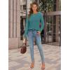 imageATHMILE Womens Long Sleeve Shirts Pleated Crew Neck Casual Fall Fashion Tops Loose Fit Lightweight Girls Outfits ClothesBlue Green