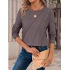 imageATHMILE Womens Long Sleeve Shirts Pleated Crew Neck Casual Fall Fashion Tops Loose Fit Lightweight Girls Outfits ClothesGray Purple