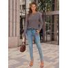 imageATHMILE Womens Long Sleeve Shirts Pleated Crew Neck Casual Fall Fashion Tops Loose Fit Lightweight Girls Outfits ClothesGray Purple