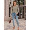 imageATHMILE Womens Long Sleeve Shirts Pleated Crew Neck Casual Fall Fashion Tops Loose Fit Lightweight Girls Outfits ClothesKhaki