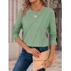 imageATHMILE Womens Long Sleeve Shirts Pleated Crew Neck Casual Fall Fashion Tops Loose Fit Lightweight Girls Outfits ClothesLight Green