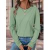 imageATHMILE Womens Long Sleeve Shirts Pleated Crew Neck Casual Fall Fashion Tops Loose Fit Lightweight Girls Outfits ClothesLight Green