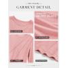 imageATHMILE Womens Long Sleeve Shirts Pleated Crew Neck Casual Fall Fashion Tops Loose Fit Lightweight Girls Outfits ClothesPink