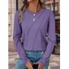 imageATHMILE Womens Long Sleeve Shirts Pleated Crew Neck Casual Fall Fashion Tops Loose Fit Lightweight Girls Outfits ClothesPurple