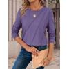 imageATHMILE Womens Long Sleeve Shirts Pleated Crew Neck Casual Fall Fashion Tops Loose Fit Lightweight Girls Outfits ClothesPurple