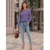 imageATHMILE Womens Long Sleeve Shirts Pleated Crew Neck Casual Fall Fashion Tops Loose Fit Lightweight Girls Outfits ClothesPurple