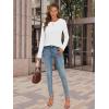 imageATHMILE Womens Long Sleeve Shirts Pleated Crew Neck Casual Fall Fashion Tops Loose Fit Lightweight Girls Outfits ClothesWhite