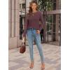 imageATHMILE Womens Long Sleeve Shirts Pleated Crew Neck Casual Fall Fashion Tops Loose Fit Lightweight Girls Outfits ClothesWine Red