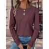 imageATHMILE Womens Long Sleeve Shirts Pleated Crew Neck Casual Fall Fashion Tops Loose Fit Lightweight Girls Outfits ClothesWine Red