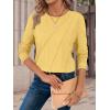 imageATHMILE Womens Long Sleeve Shirts Pleated Crew Neck Casual Fall Fashion Tops Loose Fit Lightweight Girls Outfits ClothesYellow